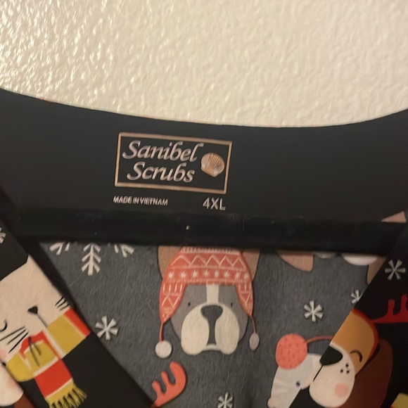 Plus Size Holiday Scrub Top - Picture 3 of 4